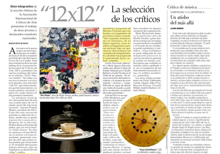 Diario El Mercurio, artículo exposición 12 x 12
